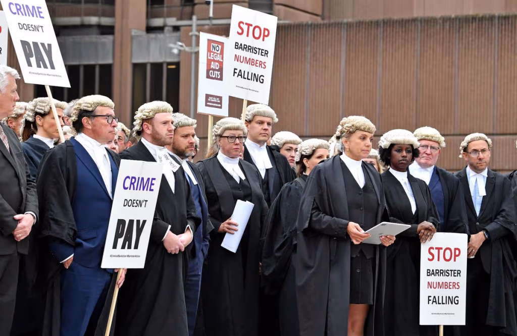 0 Barristers gather outside Liverpool courts demonstrating over pay Photo by Colin Lane