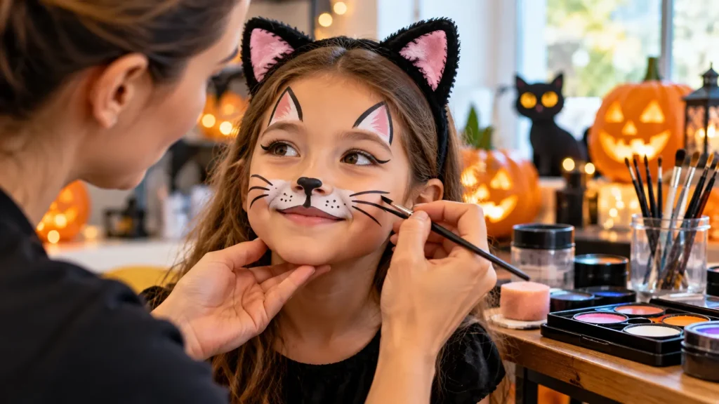 Cozy Halloween Cat Face Painting