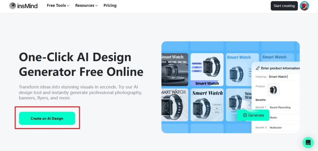 Step 1 Access the AI Design Generator Tool