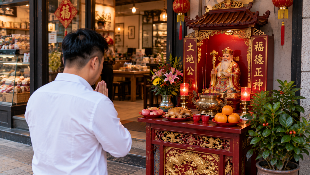Opening a Shop in Singapore? Why Business Owners Still Pray to the Earth God Traditional Chinese Shop Altar Prayer