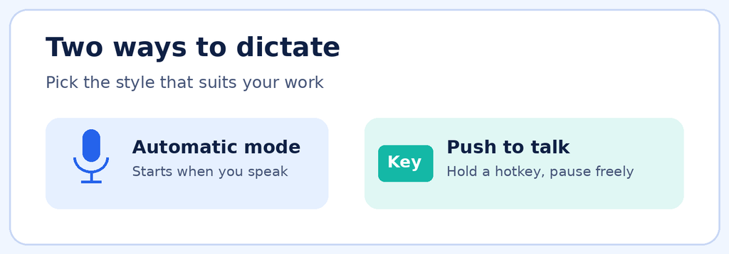 Auto speech detection and push to talk modes image 5205