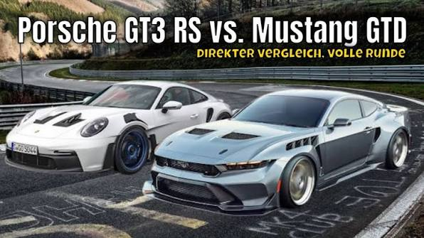 Ford Mustang GTD vs Porsche 911 GT3 RS comparison featuring two track-focused supercars